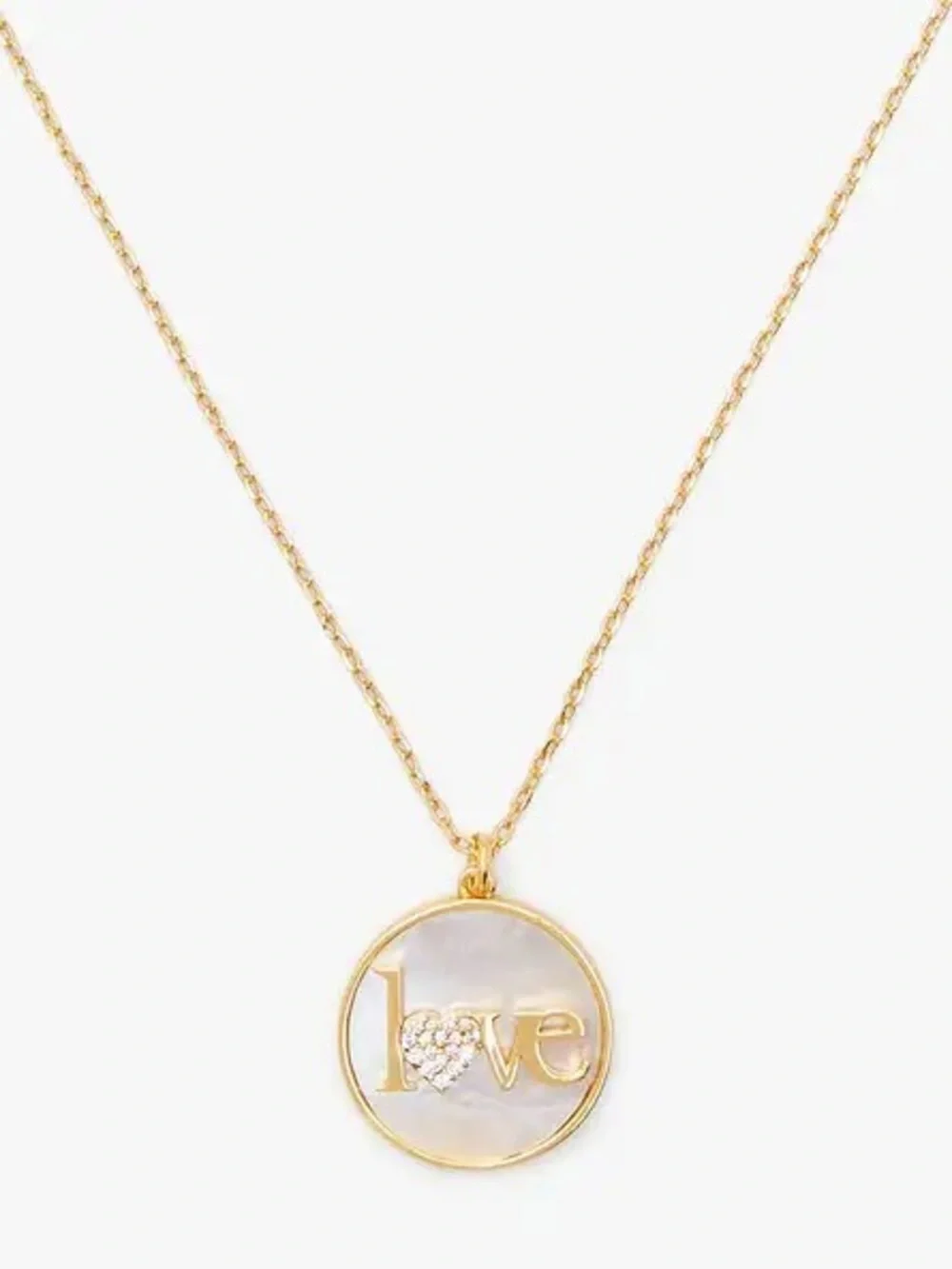Kate Spade ♠️ Gold plated  'Love' Pendant Necklace with Mother-of-Pearl Inlay